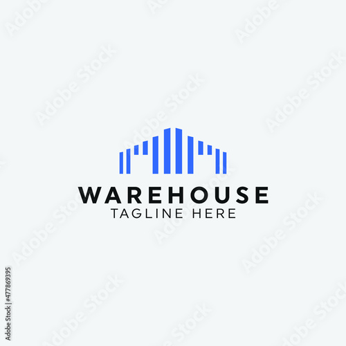 modern warehouse logo business vector design illustration. minimalist building manufacture logo concept vector design template isolated on white background. 