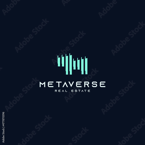 metaverse real estate logo business vector design inspiration with futuristic, modern and minimalist styles. 