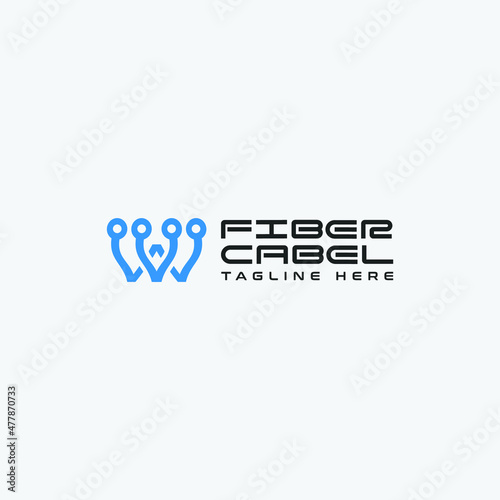 Letter W logo business design inspiration for fiber optic and cabling management. fiber cable logo concept vector design illustration with modern, elegant and minimalistic styles. 