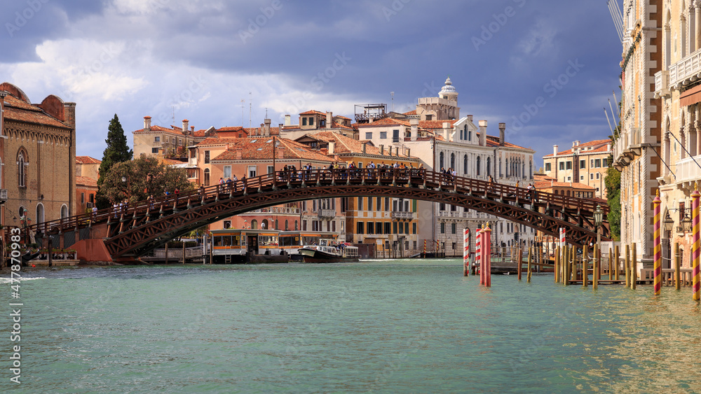 Big wooden bridge in Venice