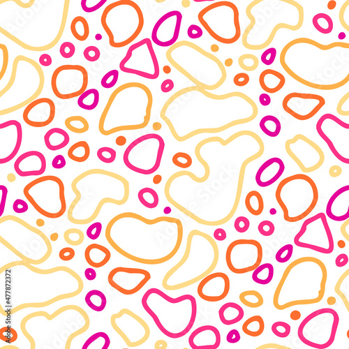 Seamless vector pattern with abstract modern doodles. Bright summer print. Trendy colorful background. Vintage geometric doodles.	