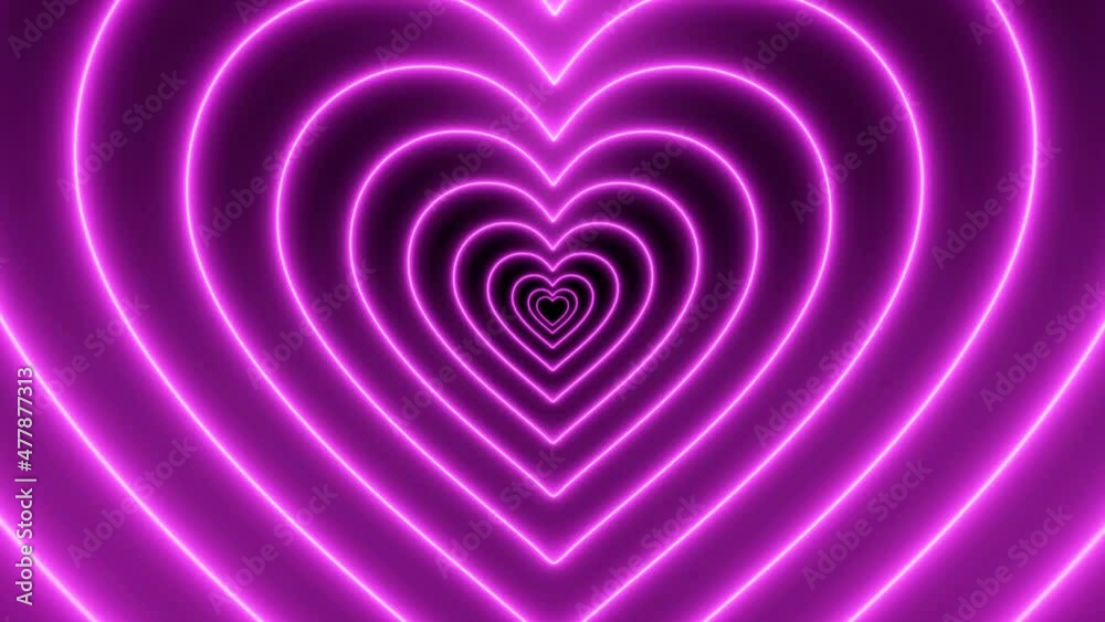 Geometric pink glowing neon hearts tunnel


