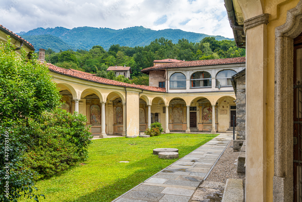 Cloister of the Church of Santa Maria Assunta in the beautiful village of Mergozzo, Piedmont, northern Italy.