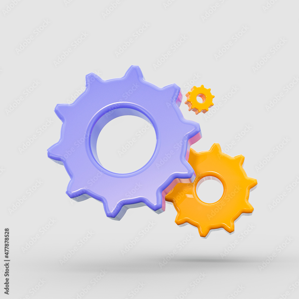 realistic 3d rendering gear sign 3d render icon on the white background realistic 3d rendering gear sign 3d render icon on the white background