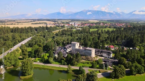 Aerial view of the manor house in Liptovsky Hradok in Slovakia photo