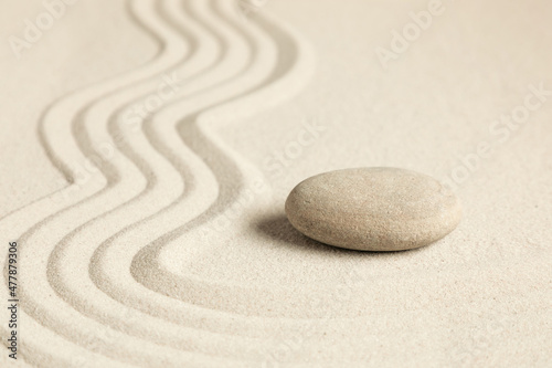 Zen stones on sand. Zen garden background scene. 