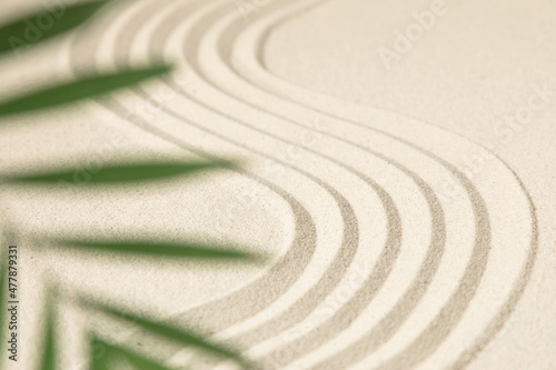 Zen pattern sand. Zen garden background scene, meditation, harmony