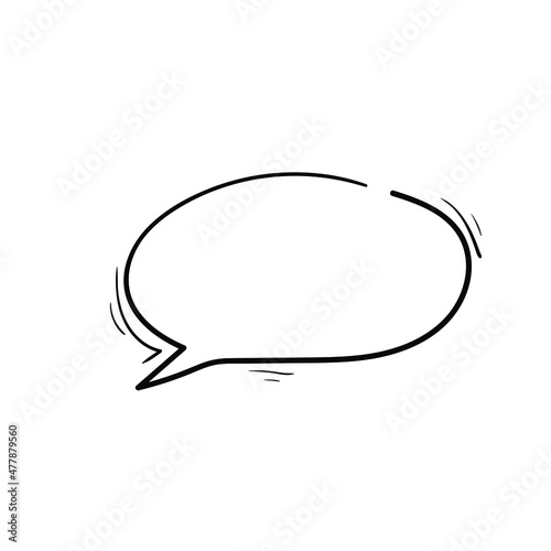 Comic Hand drawn speech bubble, doodle cloud shape. Sketch style. Speech bubble chat, message element, quote text. Stock vector illustration on white background.