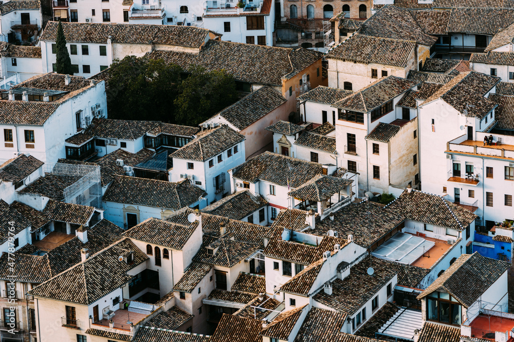 View of the historical city of Granada, Spain including the Sacromonte district