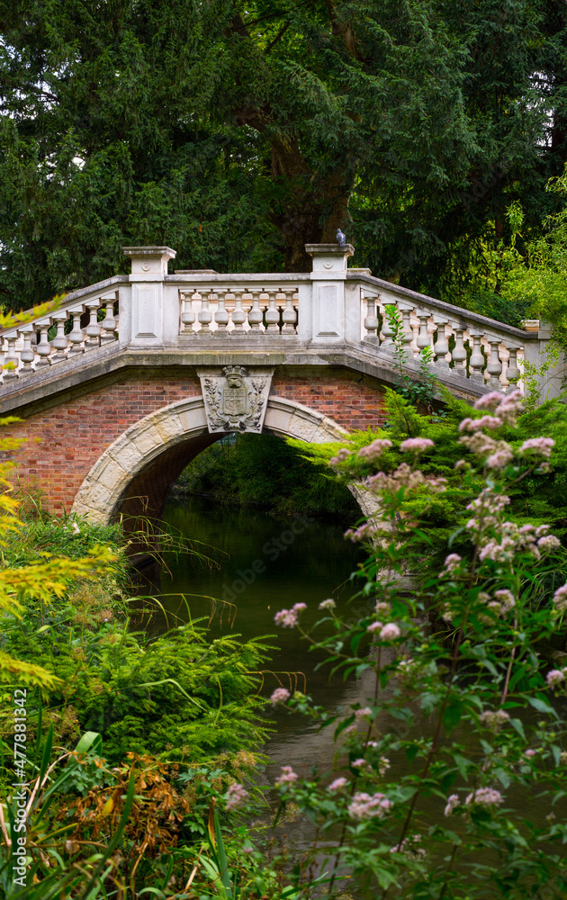 Bridge with architectural elements in the park..