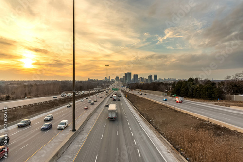 Vehicles driving on Highway 401 photo