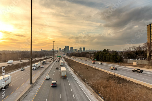 Vehicles driving on Highway 401 photo