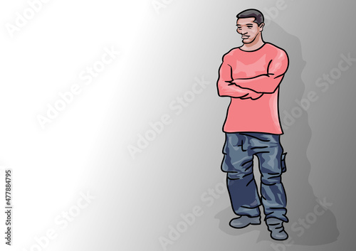 a young man on the white