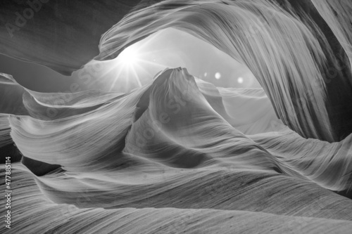 abstract background antelope canyon arizona near page, usa. black and white concept.