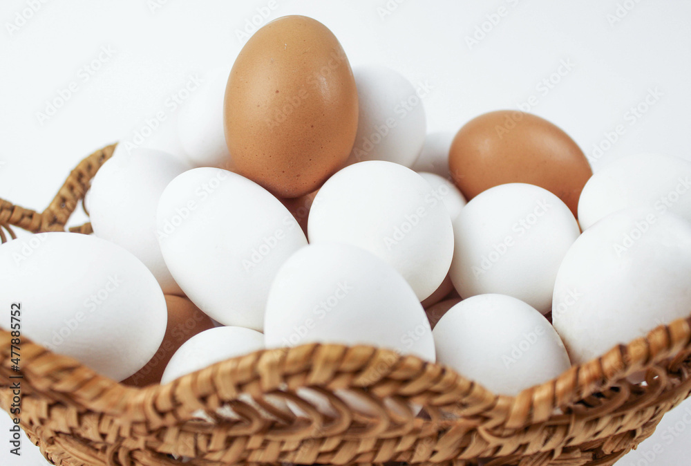 Chicken eggs on a white background. Chicken eggs on a white background.