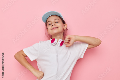 pretty young girl wearing headphones posing emotions Lifestyle unaltered
