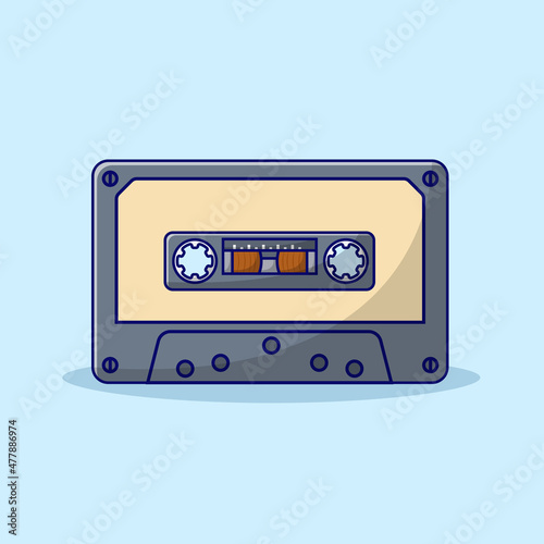 Cassette Tape Vector Illustration. Audio Recorder. Vintage Item. Flat Cartoon Style Suitable for Web Landing Page  Banner  Flyer  Sticker  Card  Background