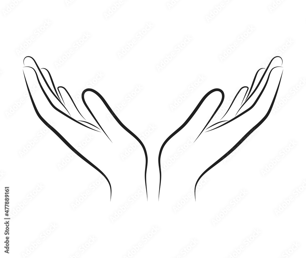 icon black line silhouette open hands palms up icon black line silhouette open hands palms up