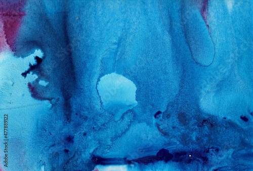 Abstract blue paint background. Abstract blue artwork made of mixed media on paper.