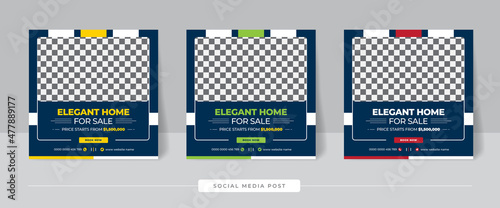Modern Real Estate social media post, easily editable, colorful, and elegant design. real estate social media post web banner template