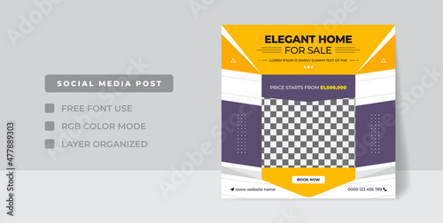 Modern Real Estate social media post  easily editable  colorful  and elegant design. real estate social media post web banner template