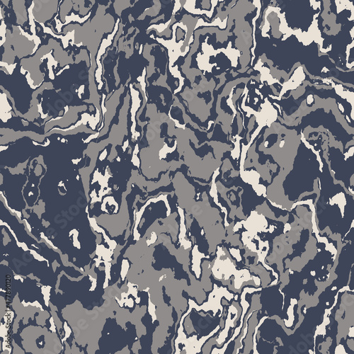 Dark blue marbled masculine seamless texture. Irregular ink blotch paint effect background. Marble tileable graphic design wallpaper swatch