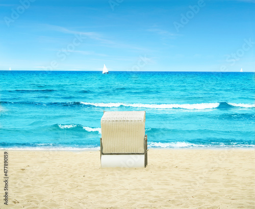 Fototapeta Naklejka Na Ścianę i Meble -   beach chair on beach at baltic sea