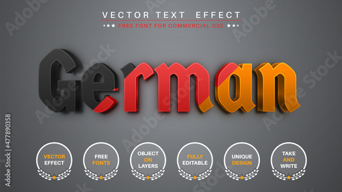 Germany Tricolor- Editable Text Effect, Font Style