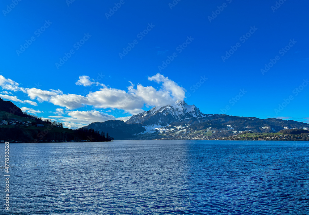 Lucerne Switzerland with Mount Pilatus Across the Lake