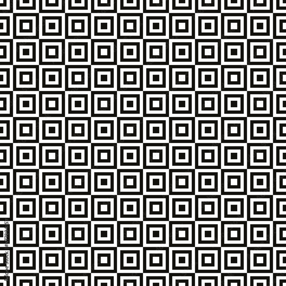Seamless abstract black and white op art illusion pattern
