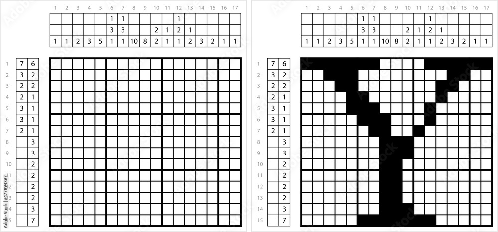 Fototapeta premium Alphabet Y Nonogram Pixel Art M_2201001