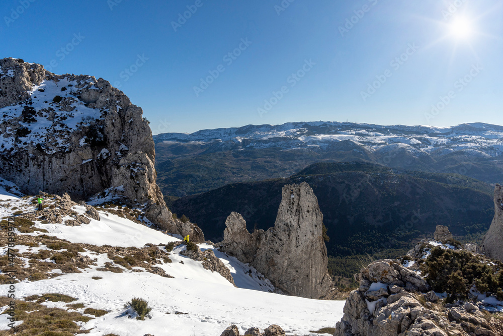 Landscape snowy sunny in la Serrella mountain and Aitana mountain snowy in the background. Located in Alicante, Spain Landscape snowy sunny in la Serrella mountain and Aitana mountain snowy in the background. Located in Alicante, Spain