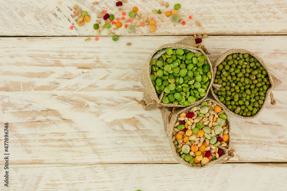 close up green ,yellow peas and beans mix background close up green ,yellow peas and beans mix background