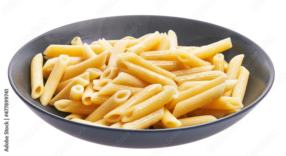 Plate of italian macaroni pasta isolated over white background Plate of italian macaroni pasta isolated over white background