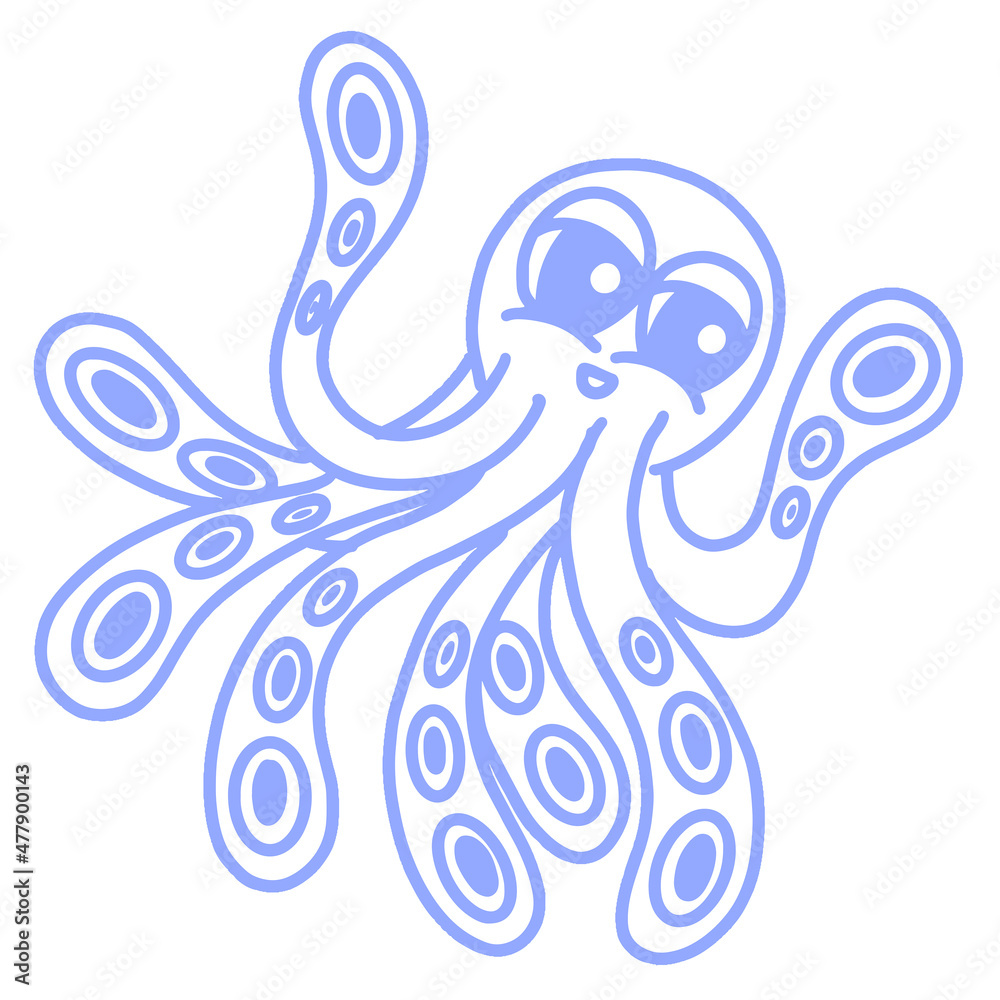 Cute Happy Blue Cartoon Octopus Logo Mascot Illustration Design Cute Happy Blue Cartoon Octopus Logo Mascot Illustration Design