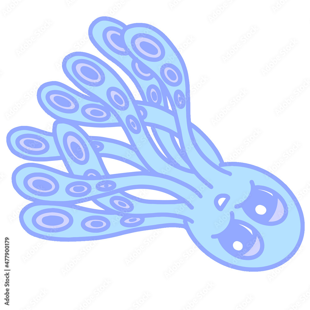 Cute Happy Blue Cartoon Octopus Logo Mascot Illustration Design Cute Happy Blue Cartoon Octopus Logo Mascot Illustration Design