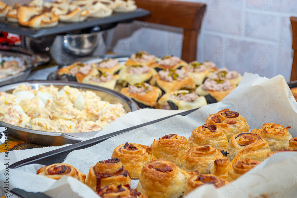 mix of Italian appetizers for New Year's Eve dinner