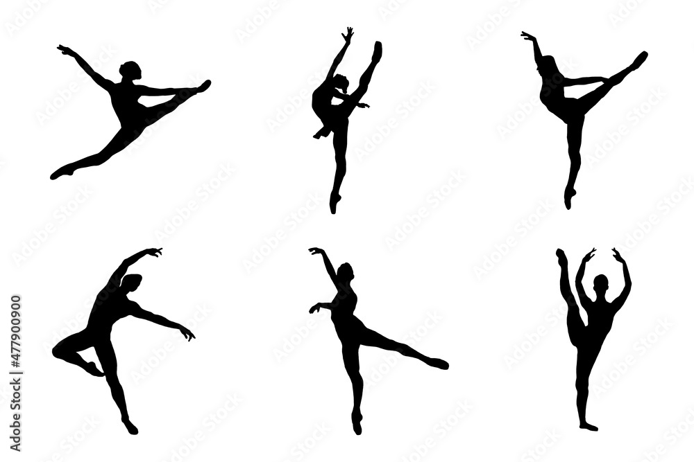 Set of Silhouette ballet dance ballerina , illustration icon