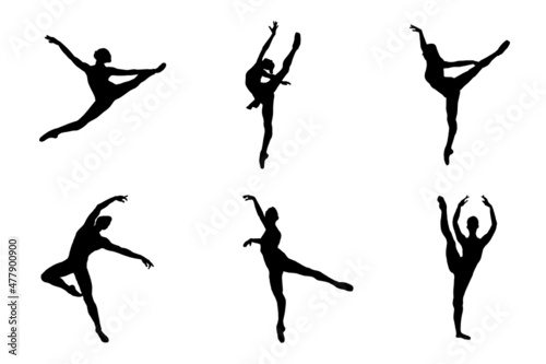 Fototapeta Naklejka Na Ścianę i Meble -  Set of Silhouette ballet dance ballerina , illustration icon