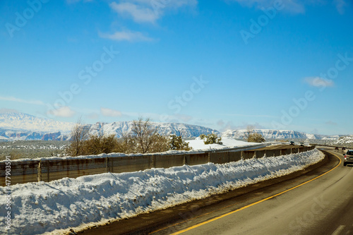 Snow covered winter scenery landscape in Arizona