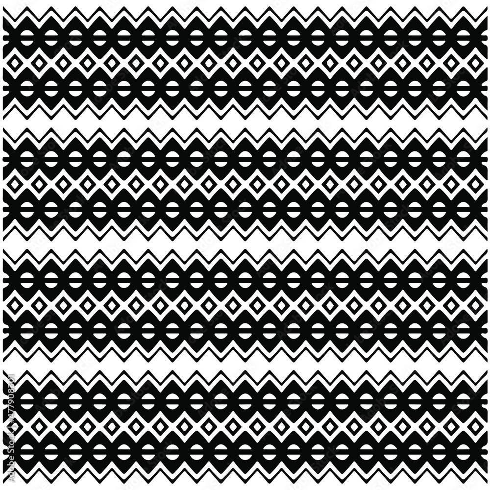 Seamless ethnic pattern color black and white.Can be used in fabric design for clothes, accessories; decorative paper, wrapping, background, wallpaper, Vector illustration. Seamless ethnic pattern color black and white.Can be used in fabric design for clothes, accessories; decorative paper, wrapping, background, wallpaper, Vector illustration.