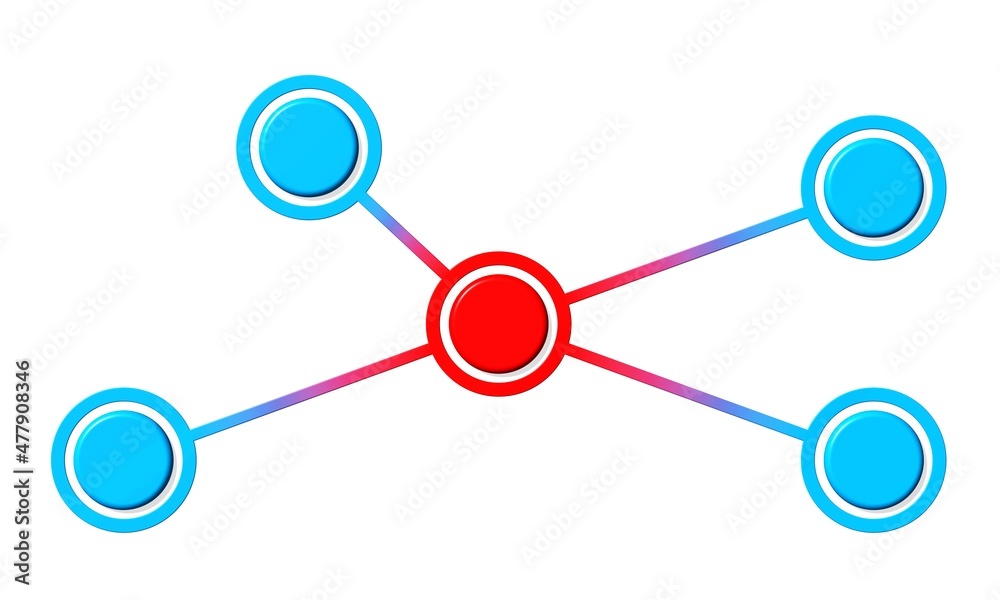 Infografik, Netzwerk, vom einer Position führen Linien zu weiteren Positionen Infografik, Netzwerk, vom einer Position führen Linien zu weiteren Positionen
