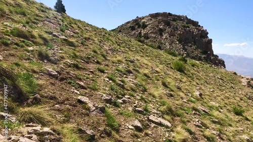 Pathway at Aladaglar Kaletepe Summit road in Nigde, Turkey. Aladaglar is most important mountain range in Turkey.  photo