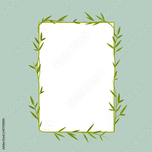 Fototapeta Naklejka Na Ścianę i Meble -  The leaves of the plant wrap around the frame. Excellent to emphasize the naturalness of the design and natural origin. Vector element. EPS10.	