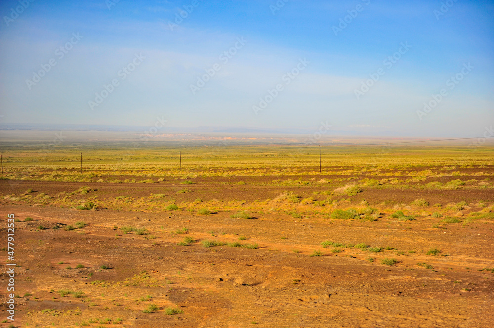 Boundless natural scenery of Gobi desert in Xinjiang, China