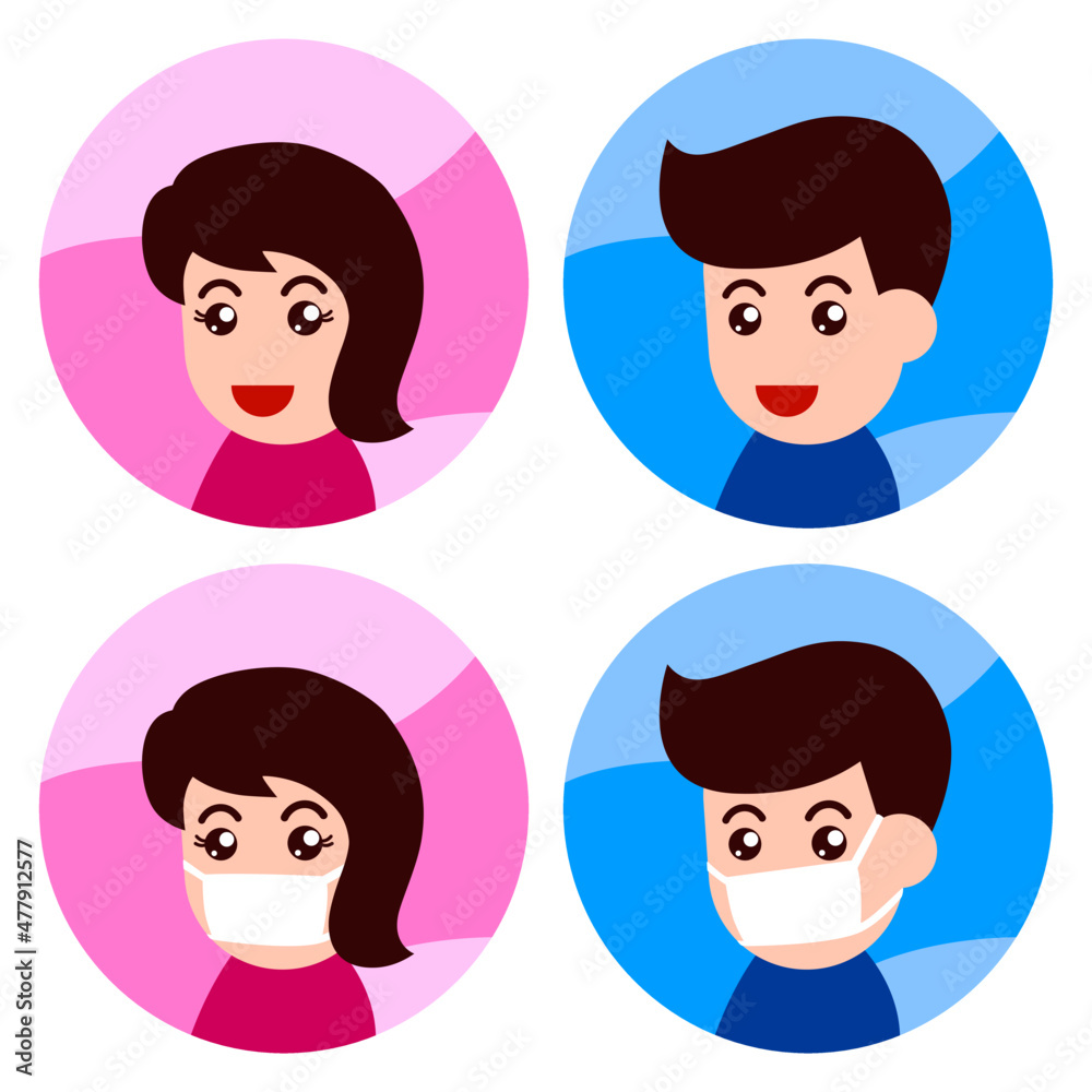 set of faces man and women masked set of faces man and women masked