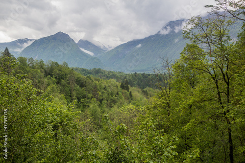 Julian Alps landscape near Bovec village  Slovenia