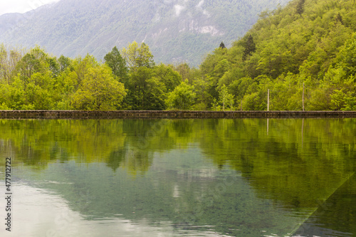 Pluzensko jezero lake near Bovec village  Slovenia