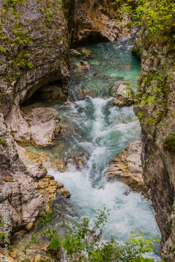 Soca river gorge near Bovec village, Slovenia Stock Photo | Adobe Stock