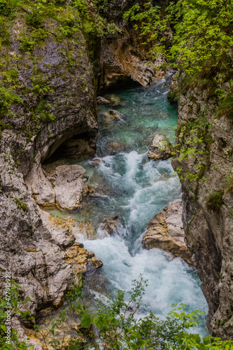 Soca river gorge near Bovec village, Slovenia